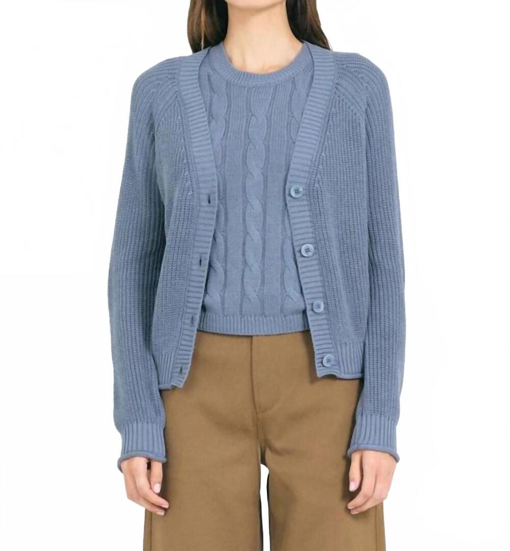 NEW ONE GREY DAY raleigh button front cardigan in cadet